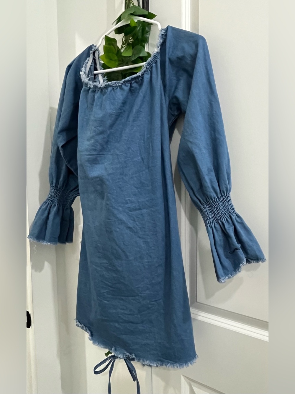 Unlisted Blue Midi Dress with Smocked Bell Sleeves
